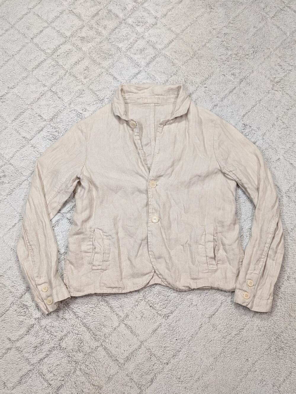 CP Shades Jacket Womens XS Beige Natural Linen Lagenlook Blazer Casual